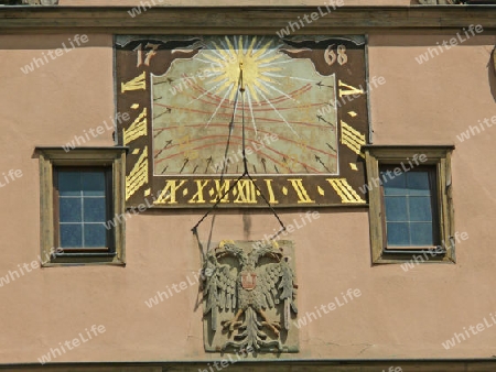 Sonnenuhr an der Ratsherrentrinkstube in Rothenburg