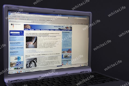 Website, Internetseite, Internetauftritt des Bundeskriminalamt, BKA  auf Bildschirm von Sony Vaio  Notebook, Laptop