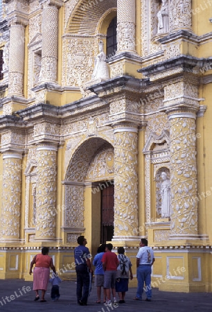 the church senora de la nerced in the old town in the city of Antigua in Guatemala in central America.   