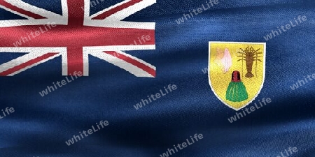 3D-Illustration of a Caicos Islands flag - realistic waving fabric flag.