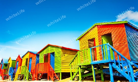 Colorful beach huts on the beach of St.James South Africa