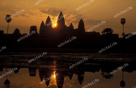 the angkor wat temple in Angkor at the town of siem riep in cambodia in southeastasia. 