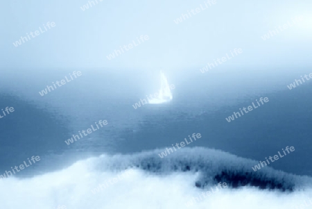 Sailing boat in the Fog