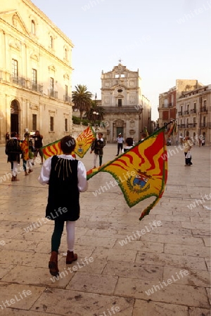 a history ceremony in the old Town of Siracusa in Sicily in south Italy in Europe.