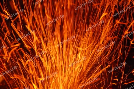 Sparks in fireplace