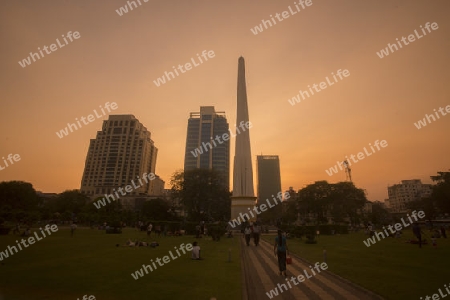 The Maha Bandoola Park with the Independence Monument in the City of Yangon in Myanmar in Southeastasia.
