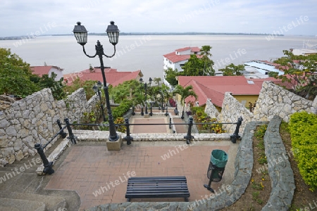Treppen im Bezirk Las Penas, zum Aufstieg auf den Cerro Santa Ana,  Guayaquil, Ecuador, Suedamerika