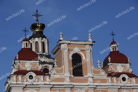 The old Town of the City Vilnius with the St.Kazimir church   in the Baltic State of Lithuania,  