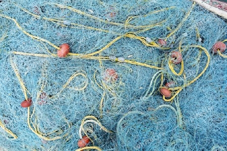 Blaue Fischernetze