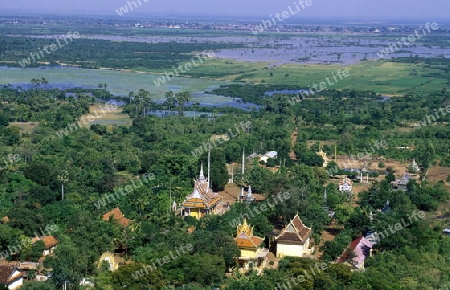 the landscape at the mount  Phnom Udong outside of the city of phnom penh in cambodia in southeastasia. 