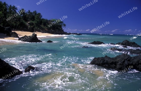 the beach of the village Moya on the Island of Anjouan on the Comoros Ilands in the Indian Ocean in Africa.   