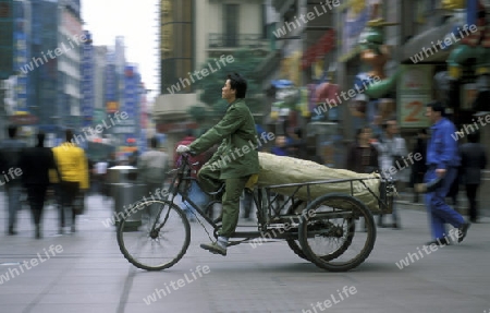 a bicycle transport in the City of Shanghai in china in east asia. 