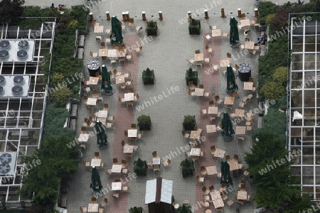 A Summer Restaurant the modern City of Warsaw in Poland, East Europe.