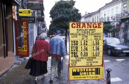 a money change shop in the city of Veliko Tarnovo in the north of Bulgaria in east Europe.