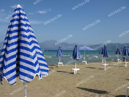 Leerer Strand in Griechenland. Almyros Beach, Kreta