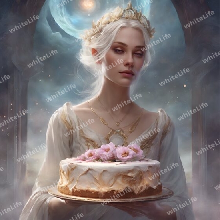Frau mit torte