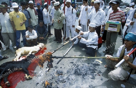 a Muslim Protest in the city centre of Jakarta in Indonesia in Southeastasia.