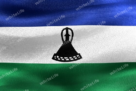 Lesotho flag - realistic waving fabric flag