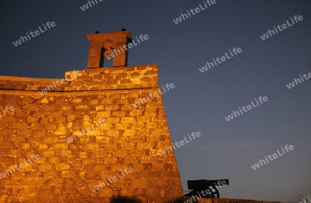 The Castillo de San Jose of the City of Arrecife on the Island of Lanzarote on the Canary Islands of Spain in the Atlantic Ocean. on the Island of Lanzarote on the Canary Islands of Spain in the Atlantic Ocean.
