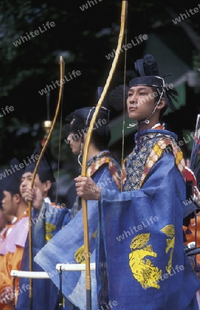 the historical festival in the Shrines of Nikko in the north of Tokyo in Japan in Asia,



