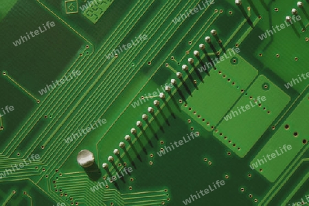 detail of the circuits of a computer motherboard