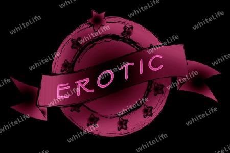 Illustrated, sketched banner named EROTIC in pink