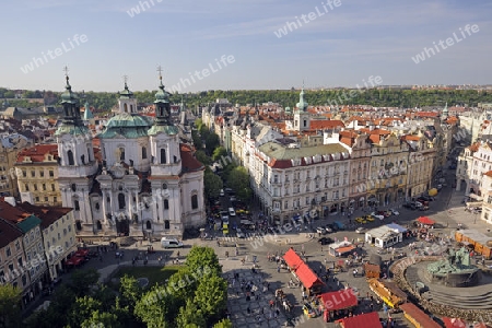 Blick vom Rathausturm ueber den Altstaedter Ring, Altstadt von  Prag, Tschechische Republik, Europa