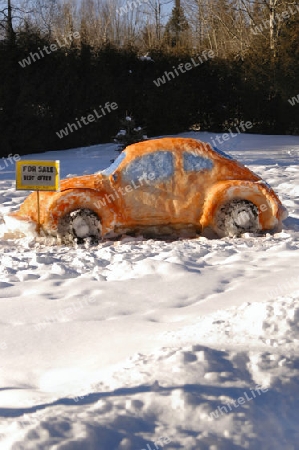 VW Bug Snow Sculpture
