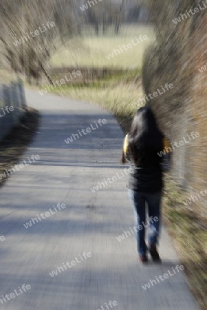 walking woman  in the natur