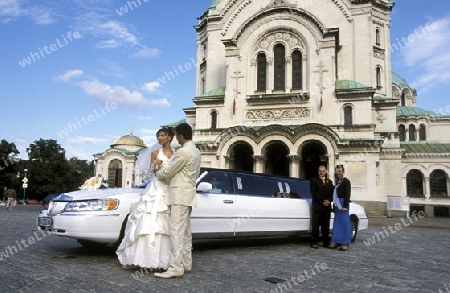 a wedding at the Nevski church in the city of Sofia in Bulgaria in east Europe.