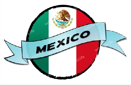 Circle Land Mexico - your country shown as illustrated banner for your presentation or as button...