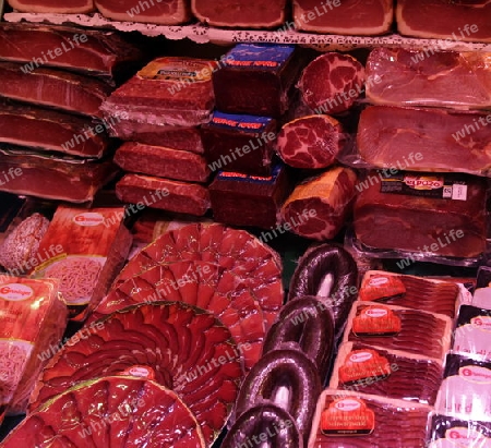 a meat shop in the old town of the villige  Sasbach in Kaiserstuhl in the Blackforest in the south of Germany in Europe.
