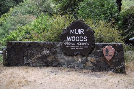 Eingangsschild zum Muir Woods Nationalpark, Kalifornien, USA