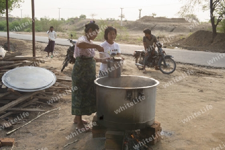 a soup Restaurant near the Town of Myingyan southwest of Mandalay in Myanmar in Southeastasia.