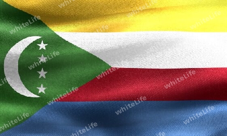 Comoros flag - realistic waving fabric flag