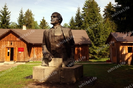 The historic Grutapark with old statues of Lenin and Stalin near the town of Druskininkai in the south of Vilnius and the Baltic State of Lithuania,  