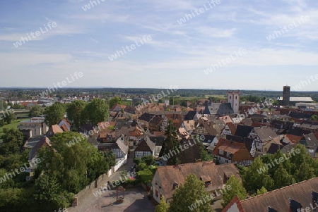 Blick vom Bergfried, auf die Altstadt von Hanau- Steinheim