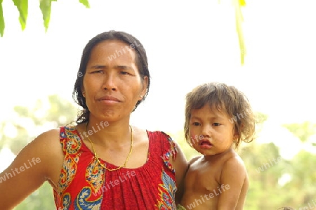 Khmerfrau mit Tochter