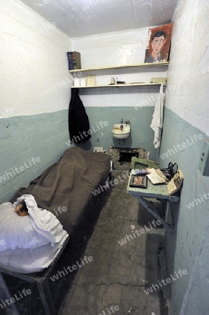 Blick in eine ehemalige Zelle in einem Zellenbock im Gef?ngnis,   Alcatraz Island, Kalifornien, USA