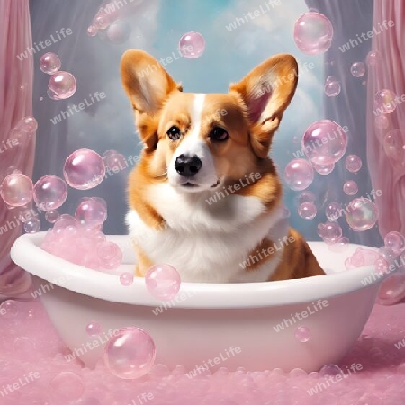 Hund badet