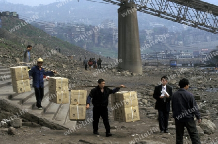 Transport people at the yangzee river in the city of Chongqing in the province of Sichuan in china in east asia. 