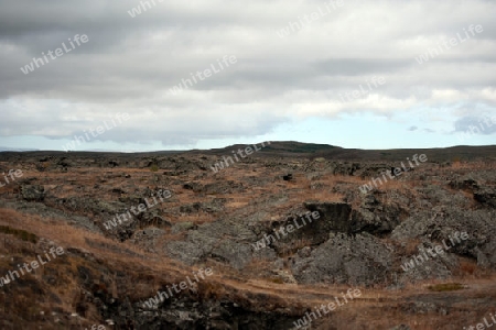 Der Nordosten Islands, Blick auf ein altes Lavafeld bei Reykjahl?? am Myvatn-See