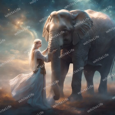 Frau mit elefant