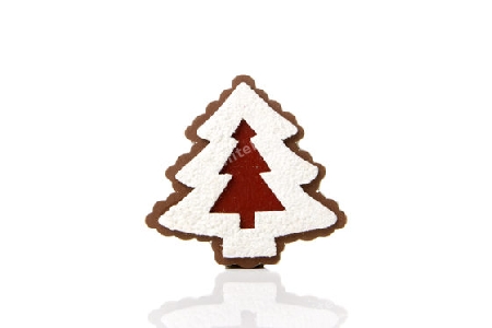 Lebkuchen Weihnachtsbaum als Weihnachtsdekoration mit weissem Hintergrund