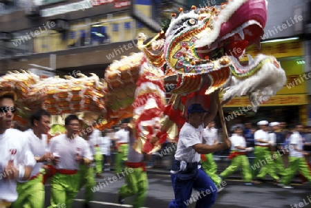 the Dragon festival at the Chinese newyear in Hong Kong in the south of China in Asia.