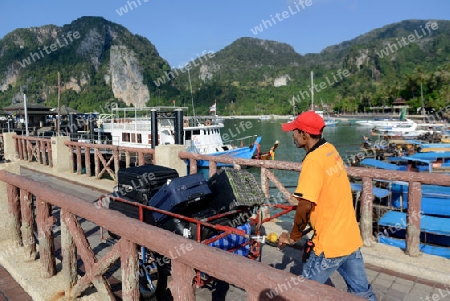 Hotel Bagage Transport service on the Island of Ko PhiPhi on Ko Phi Phi Island outside of the City of Krabi on the Andaman Sea in the south of Thailand. 