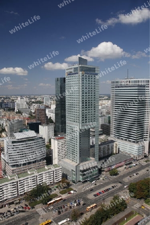 The Down Town of the new and modern City of Warsaw in Poland, East Europe.