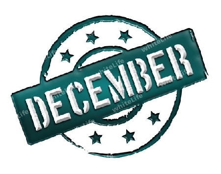 Sign, symbol, stamp or icon for your presentation, for websites and many more named DECEMBER
