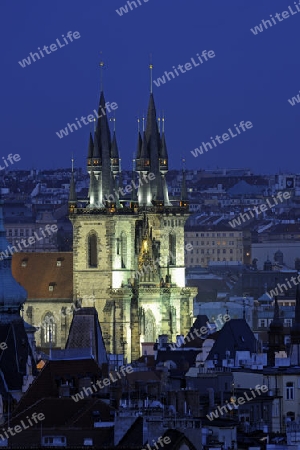 Teynkirche am Abend, Prag Altstaedter Ring, Altstadt, Tschechien, Europa, Boehmen, Europa