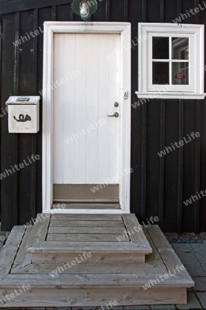 Der Westen Islands, Hauseingang mit Briefkasten, Haust?r und Fenster in Stykkisholmur, im Norden der Halbinsel Sn?fellsnes